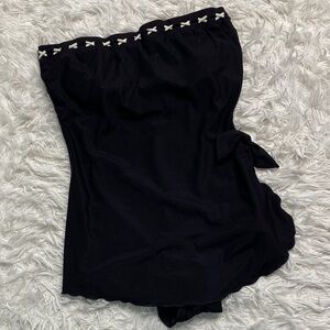 Vintage Maxine of Hollywood Strapless Swimdress with White Trim